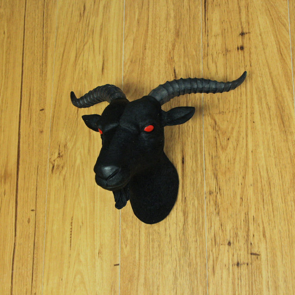16 Inch Resin Black Baphomet Bust Wall Sculpture Hanging Home Decor Goat Head