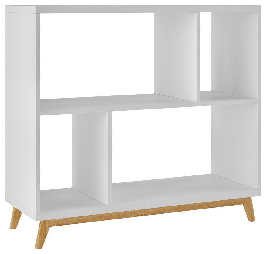 Modern White and Natural Bookcase