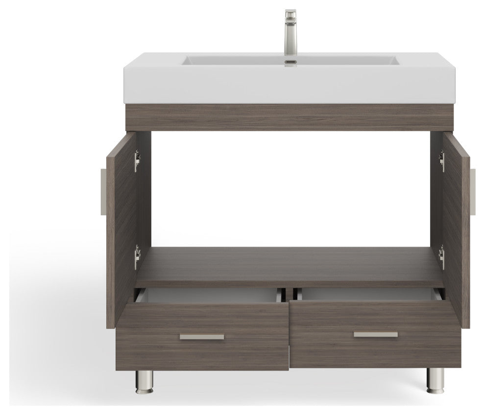 The Latitude Bathroom Vanity, Gray, 36", Single Sink, Freestanding