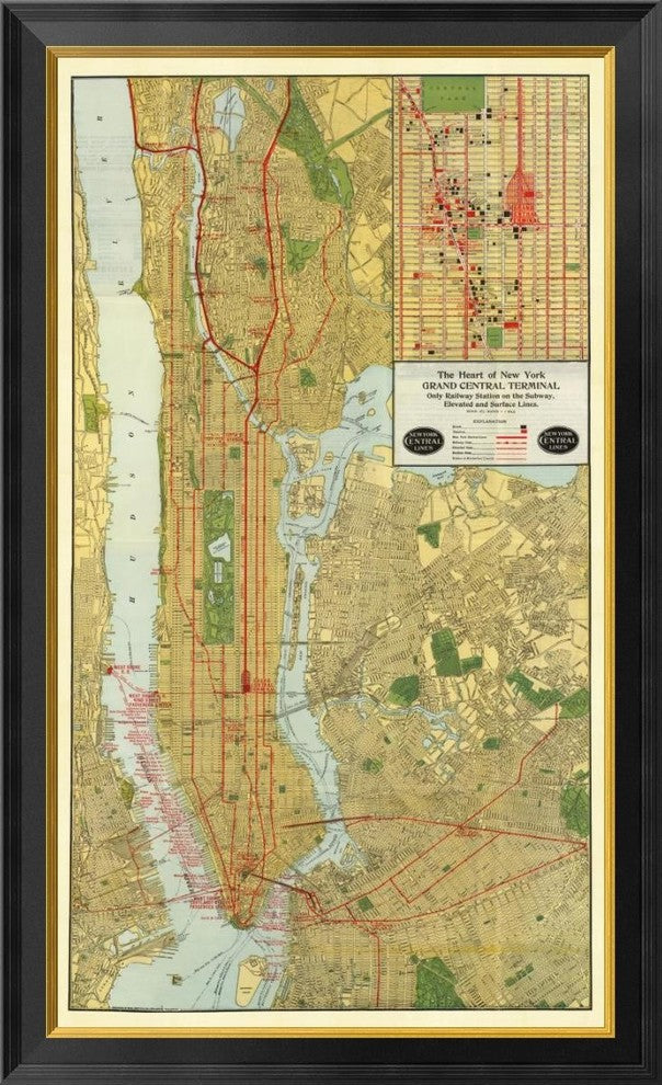 "Heart of New York, 1918"  by New York Central Railroad Company, 25x40"