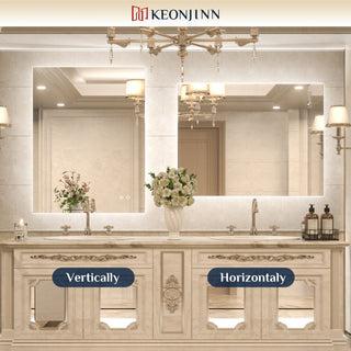 Backlit LED Mirror for Bathroom, Anti-Fog Dimmable, Silver, 36x28