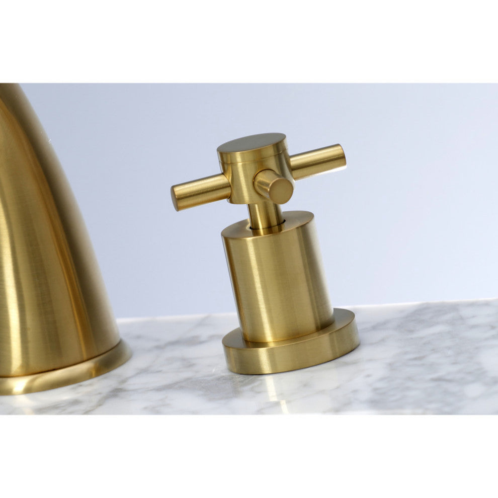 Kingston Brass Widespread Bathroom Faucet With Brass Pop-Up, Brushed Brass