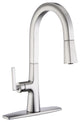 Saint Lazare Single Handle Pull Down Kitchen Faucet in Matte Black, Brushed Nick