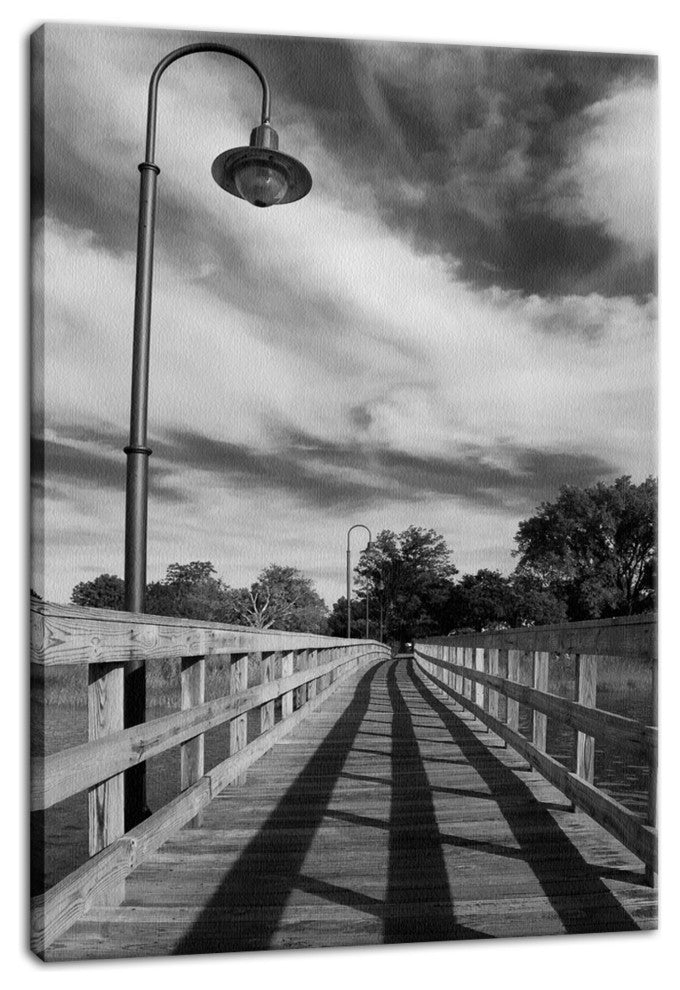 Follow the Lines Black & White Landscape Photo Canvas Wall Art Print, 18" X 24"