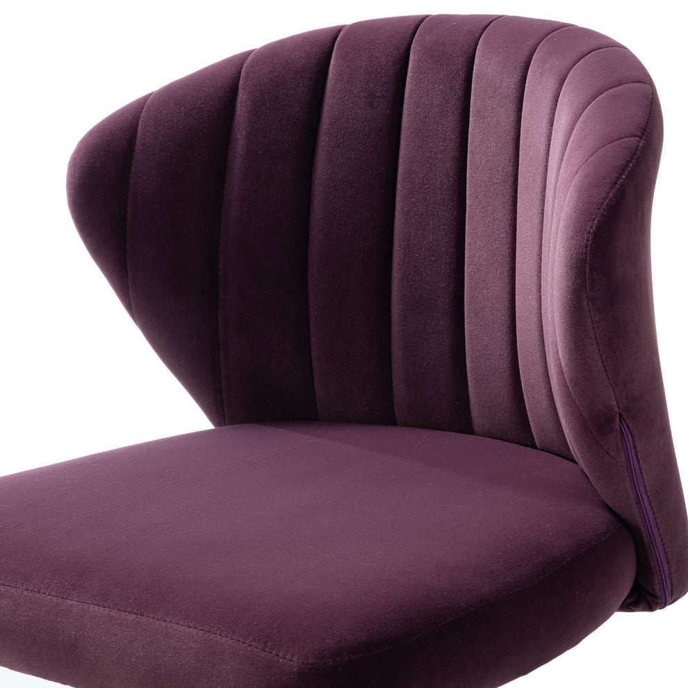 Swivel Task Chair With Tufted Back, Purple