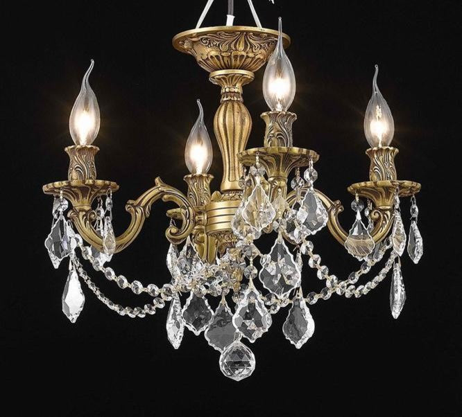 Elegant Rosalia Flush Mount, French Gold Finish With Royal Cut Crystal