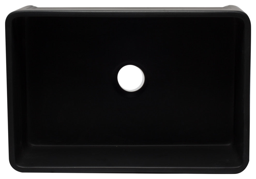 ALFI brand AB3020SB-BM 30 Inch Black Single Fireclay Farmhouse Kitchen Sink