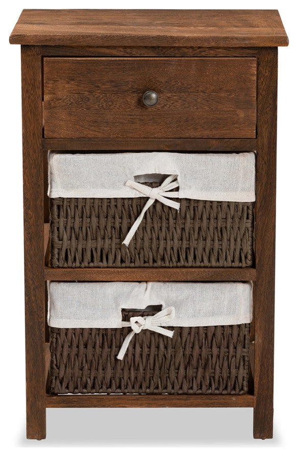 Mid-Century Modern Transitional Walnut Brown Finished Wood 1-Drawer Nightstand