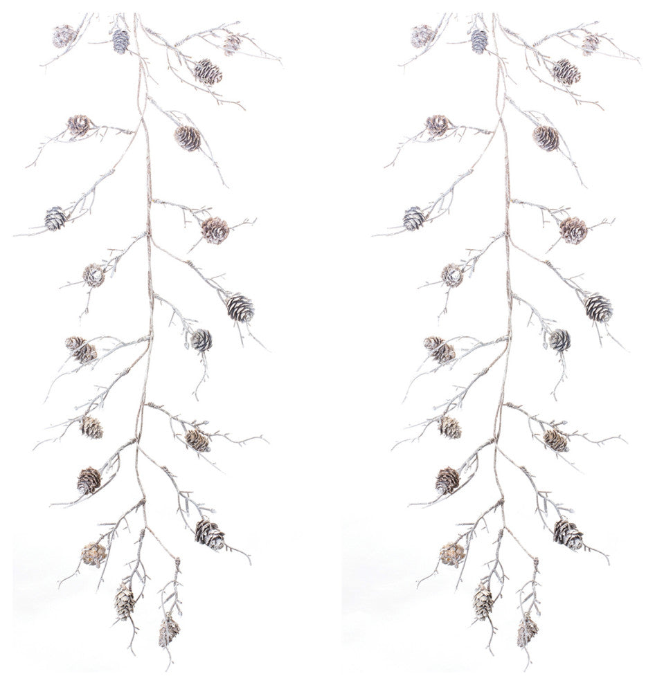 Flocked Pinecone Twig Garland, Set of 2
