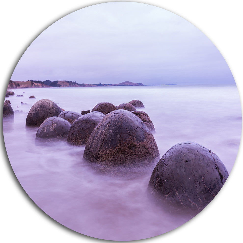 Moeraki Boulders New Zealand, Seashore Photo Round Wall Art, 36"