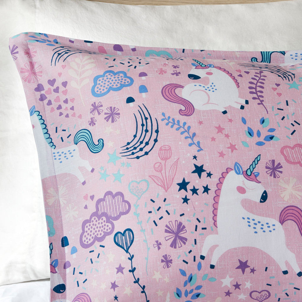 Urban Habitat Kids Lola Unicorn Cotton Duvet Cover Set, Pink