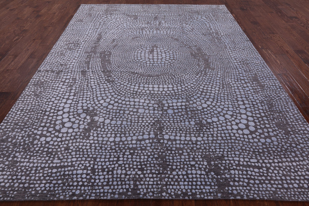 8' 0" X 10' 3" Mosaic Design Wool and Silk Hand Knotted Rug Q6653