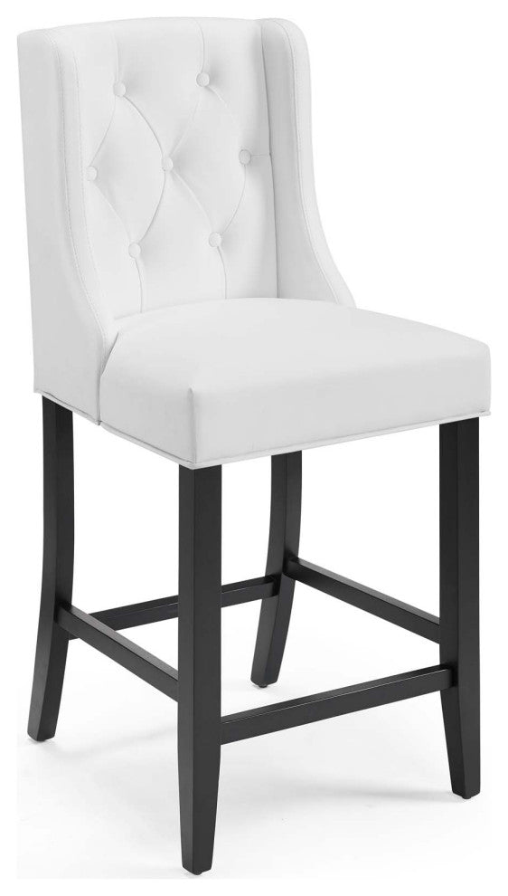 Baronet Counter Bar Stool Faux Leather Set of 2 - White