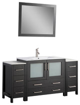 Vanity Art Single Vanity Set With Ceramic Top, 60", Espresso, Standard Mirror