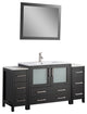 Vanity Art Single Vanity Set With Ceramic Top, 60", Espresso, Standard Mirror