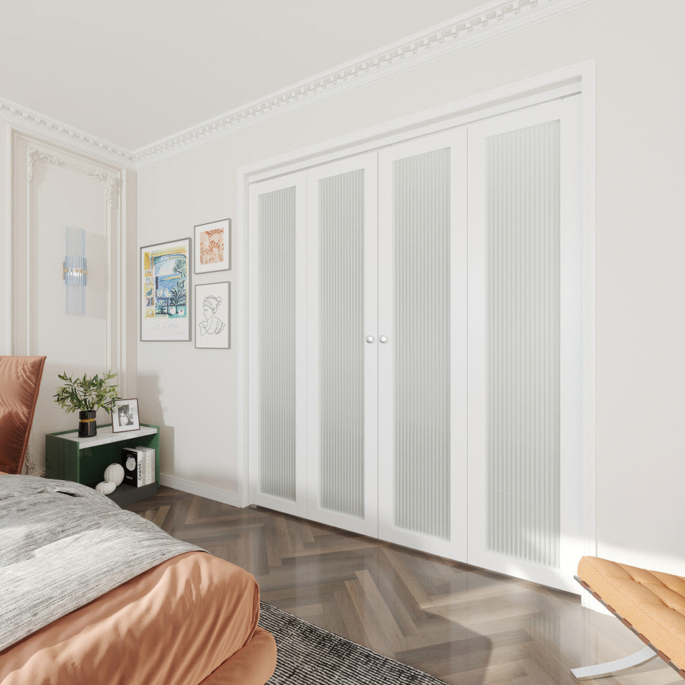 1-lite moru Glass Bi-Fold Door with Installation Hardware Kit, 36"w X 78"h