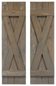 X Board and Batten Exterior Shutters Pair, Stone Gray, 54"