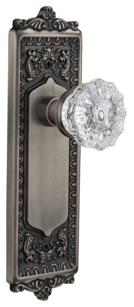 Double Egg & Dart Plate With Crystal Knob, Antique Pewter