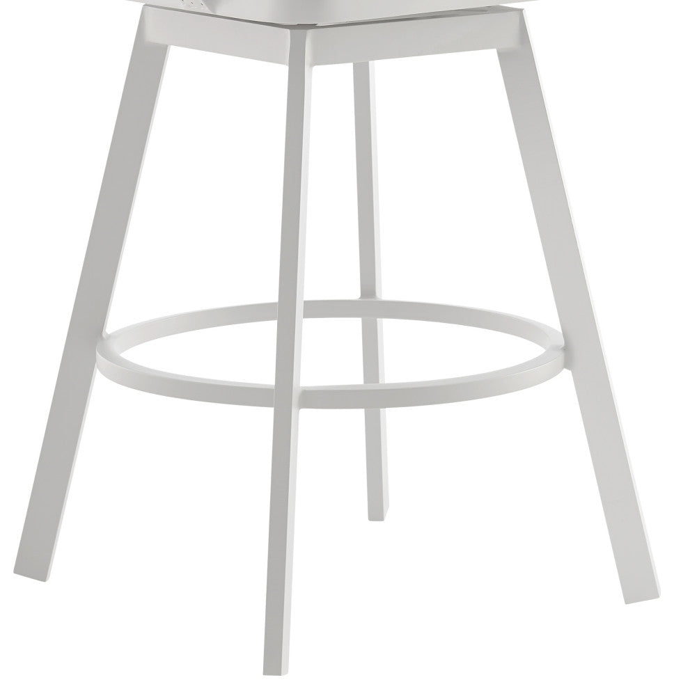 Hazel Outdoor Patio Swivel Counter Stool Aluminum Teak Wood/Argent Gray Cushions