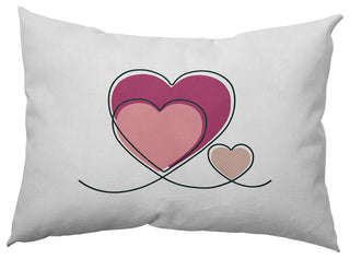 Hearts With Outlines Decorative Throw Pillow, Pink Icing, 14"x20"