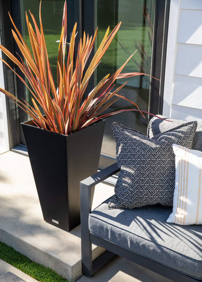 Midland Tall Square Planter, Black, 26'', 2 Pack