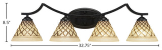 Zilo 4 Light Bath Bar, Matte Black Finish, 7" Chocolate Icing Glass
