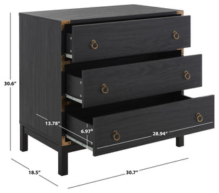 Safavieh Galio 3-Drawer Chest, Black/Gold