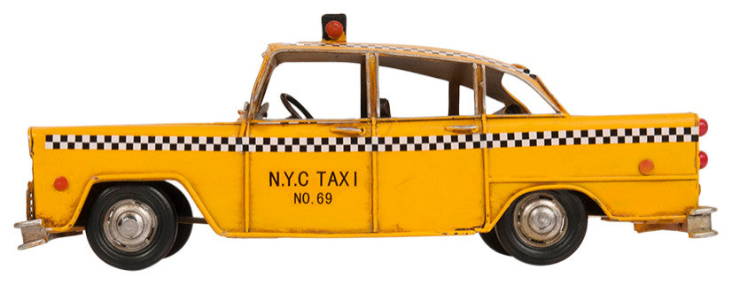 Handmade Classic New York City Taxi Model, Collectible Metal Scale Model Taxi