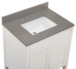 Madrid Bathroom Vanity Countertop, Concrete Gray With White Sink, 31"