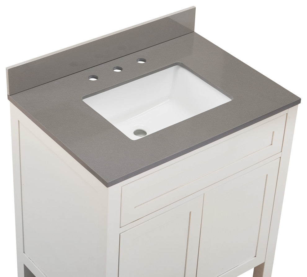 Madrid Bathroom Vanity Countertop, Concrete Gray With White Sink, 31"