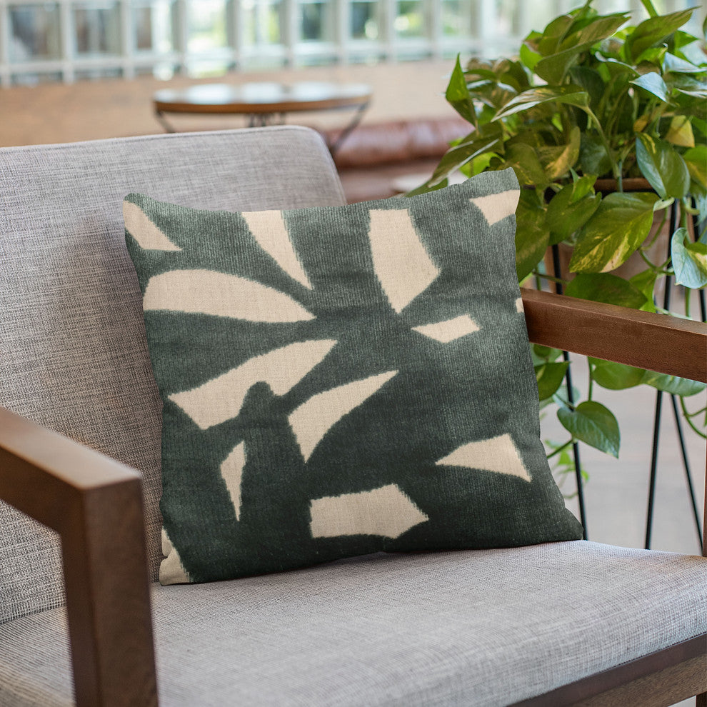 Plutus Green Palm Floral Luxury Throw Pillow, 24"x24"