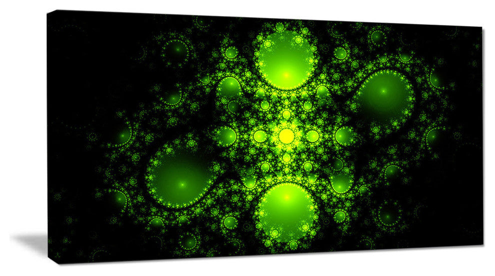 Cabalistic Green Fractal Design, Oversized Abstract Canvas Art Print, 60x28