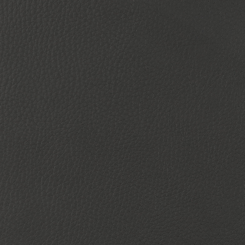 Round Leatherette Upholstered Ottoman, Gray