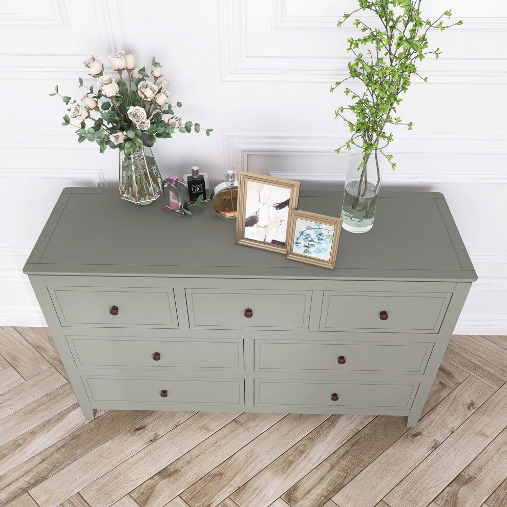 7-Drawer 48" W Solid Wood Dresser, Gray