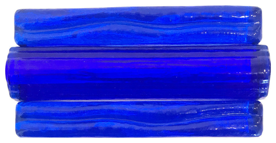 1x6 Half Rounds Hand Poured Glass Tile, Cobalt