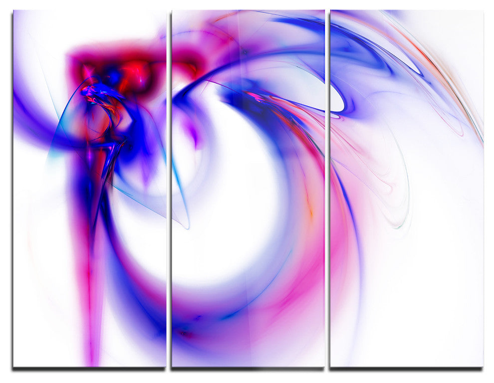 "Purple Abstract Fractal Art" Digital Metal Wall Art, 3 Panels, 36"x28"