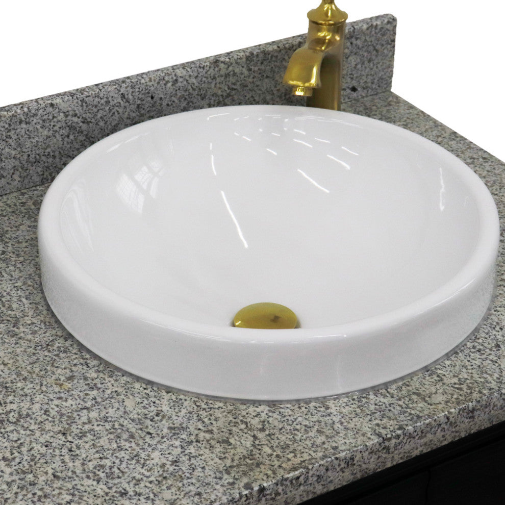 37" Single Vanity, Dark Gray Finish With Gray Granite