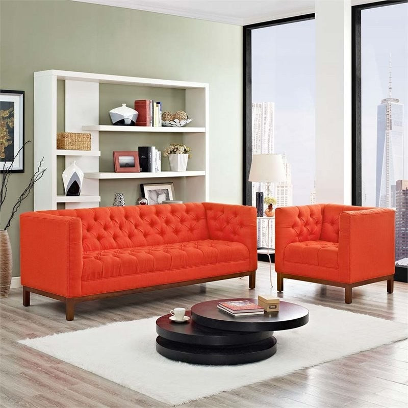 Modern Atomic Red Panache Living Room Set Upholstered Fabric, 2-Piece Set