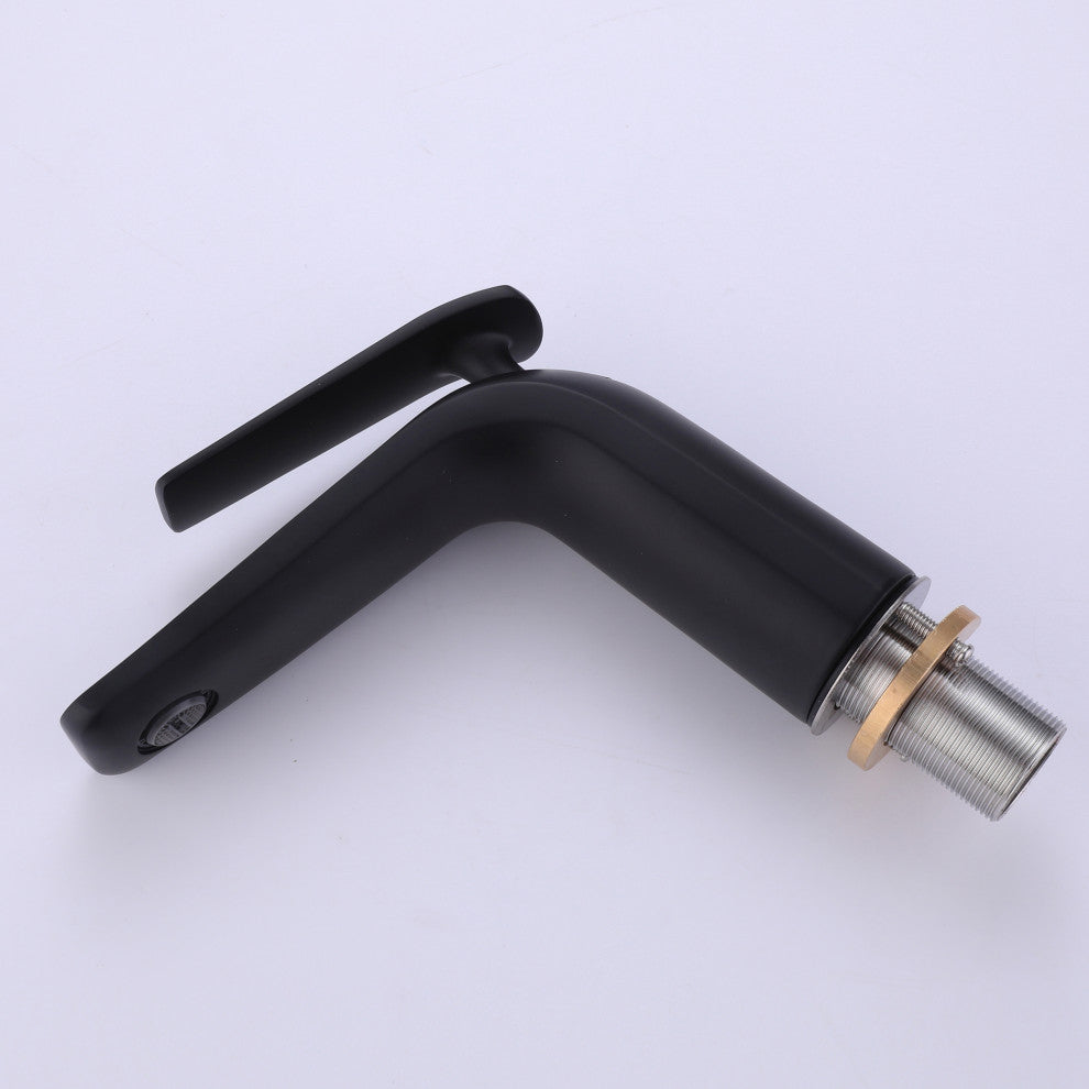 Deck Mounted Single Hole Bathroom Faucet, Matte Black