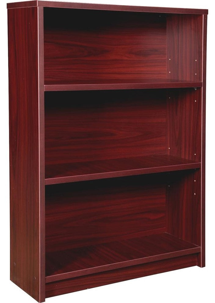 Lorell Prominence Mahogany Laminate Bookcase, 34"x12"x48", Top