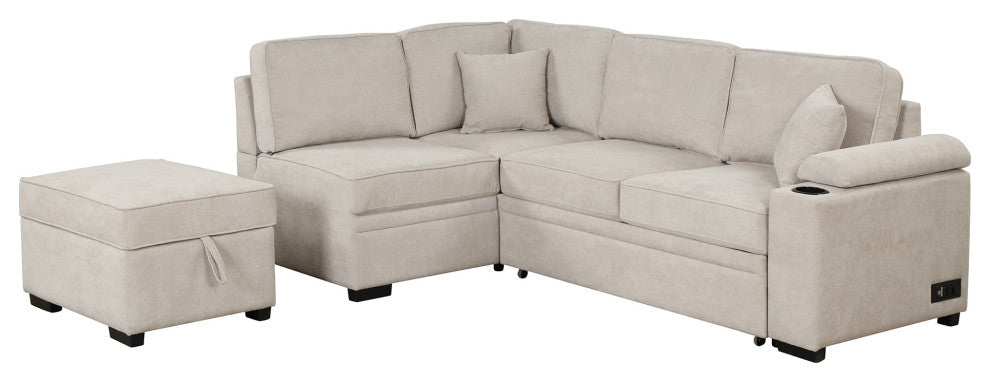 Gewnee 87.4" Sleeper Sofa Bed, 2, 1 Pull Out Sofa Bed L Shape Couch