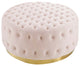 Ensconce Tufted Performance Velvet Round Ottoman Pink