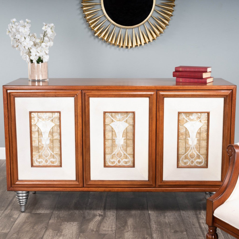 Shelly Leather and Capiz Shell Inlay Sideboard