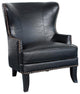 Porter Designs Grant Wingback Crackle Leather Accent Chair with Nailhead - Black