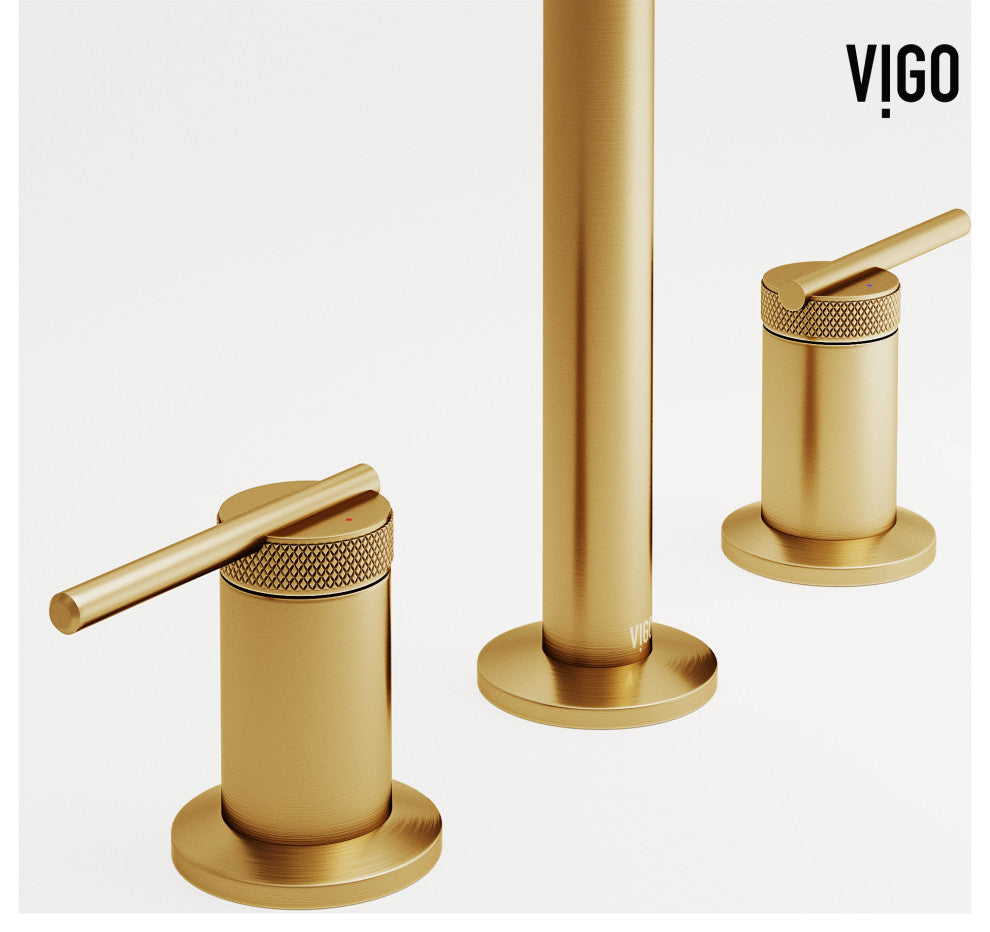 VIGO Sterling 7" H 2-Handle Widespread Bathroom Faucet, Matte Brushed Gold