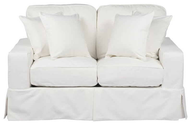 Box Cushion Slipcovered Loveseat, Stain Resistant Performance Fabric, White