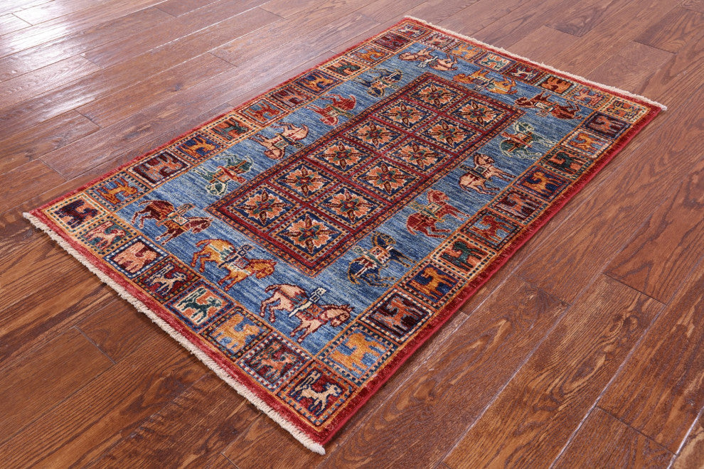 Handmade Antiqued Pazyryk Historical Design Rug 2' 8" X 4' 3" Q10976