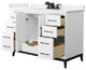 Amici 48" Single Vanity, Quartz Top, 3-Hole, Black Trim