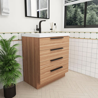 Carla 30" Freestanding Bathroom Vanity, White Oak