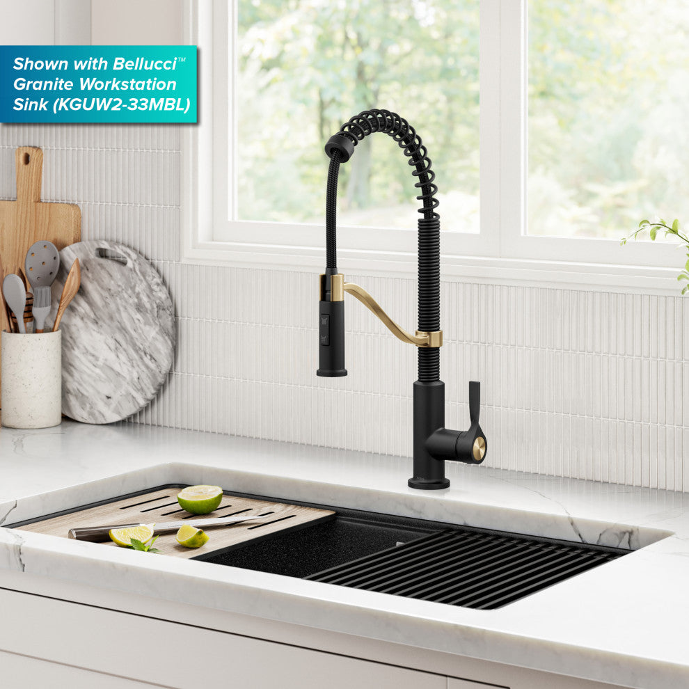 KRAUS Torak Commercial Style 2-Function 1-Handle Pull Down Kitchen Faucet SFBBMB